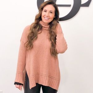 Chenille turtleneck sweater